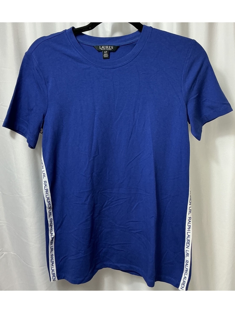 NWOT Lauren Ralph Lauren Women S Blue LRL Side Tape T-Shirt Preppy casual tennis